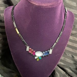 Gunmetal and rainbow jeweled BaubleBar necklace